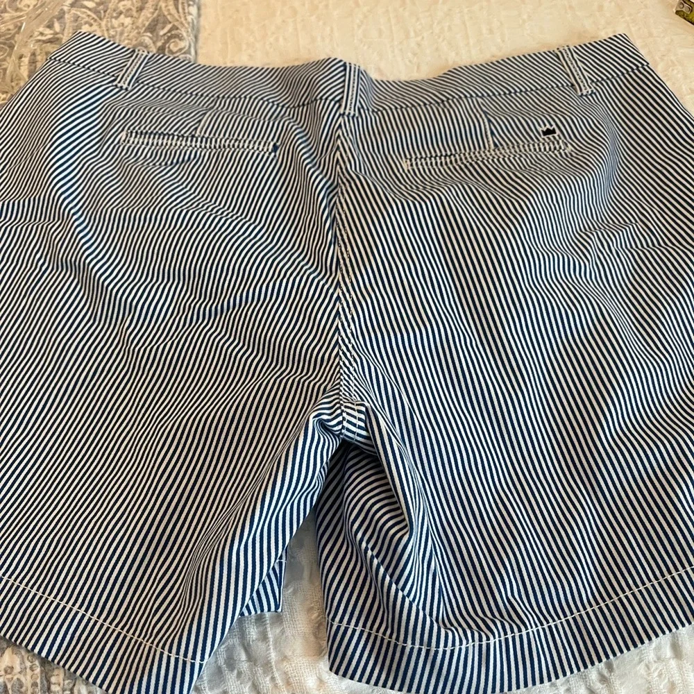 Crown & Ivy Light Blue white striped Caroline STRETCH 16W Shorts Classic - Picture 5 of 5